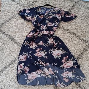 Shein Hi-Low Floral Wrap Dress SZ 1X